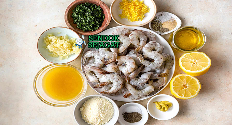 Bahan garlic prawns skewers king prawn bawang putih lemon butter parsley olive oil tusuk sate