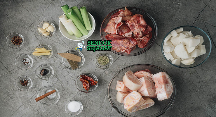 Bahan lanzhou beef noodle soup tulang sapi tepung high gluten jahe star anise Sichuan pepper chili oil