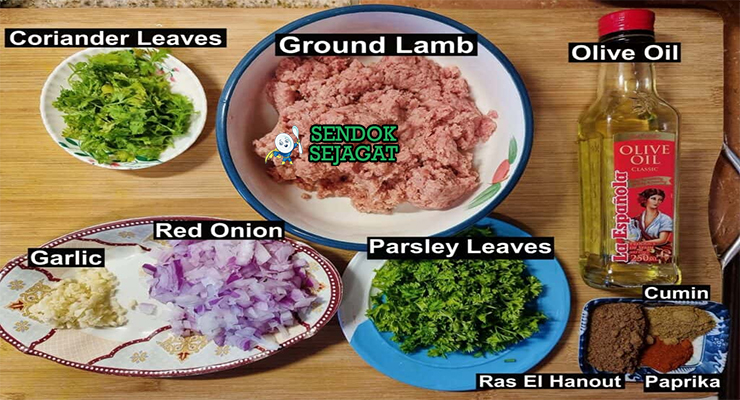 Bahan madfouna tepung terigu daging sapi bawang peterseli cumin paprika minyak zaitun ragi
