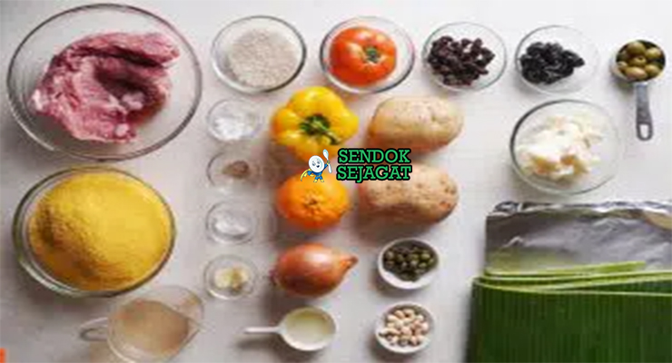 Bahan nacatamal daging sapi babi masa harina achiote bawang tomat cumin oregano daun pisang