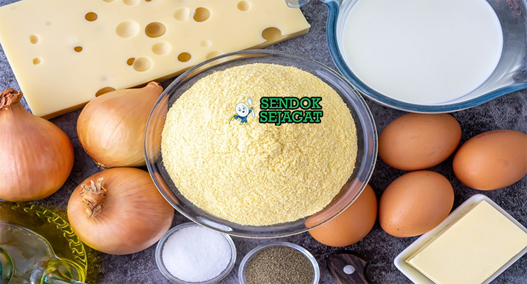 Bahan sopa paraguaya tepung jagung keju bawang bombay telur susu cumin oregano achiote