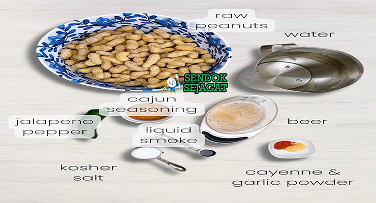 Bahan boiled peanuts kacang tanah mentah garam bawang putih daun salam Cajun seasoning