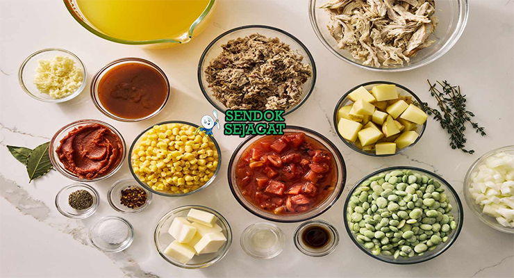 Bahan brunswick stew daging smoked lima beans corn okra tomato Worcestershire smoked hock onion