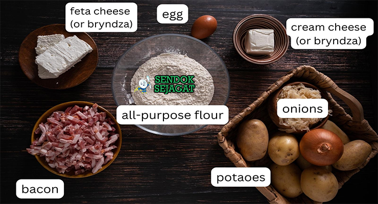 Bahan bryndzove halusky kentang bryndza bacon chives egg butter Slovakia