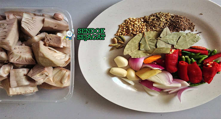 Bahan gulai nangka nangka muda santan kunyit lengkuas serai daun jeruk cabe merah bawang