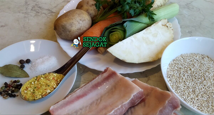 Bahan krupnik barley pearl ayam wortel kentang dill allspice bay leaf bawang putih