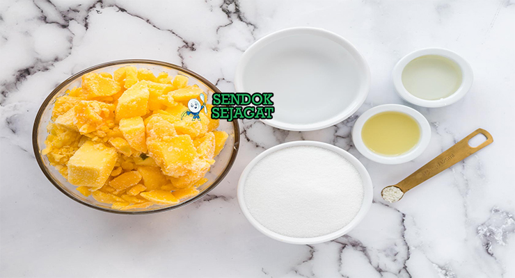 Bahan mango sorbet mangga matang madu murni jeruk nipis vanila kelapa parut es krim cone