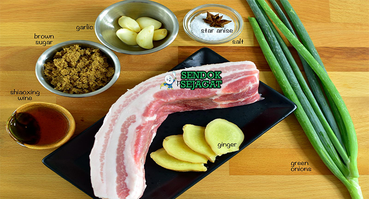 Bahan red braised pork pork belly rock sugar Shaoxing wine soy sauce star anise cinnamon jahe