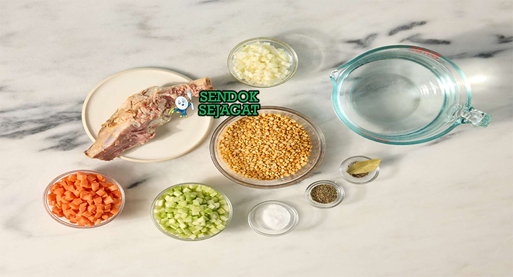 Bahan soupe aux pois yellow split peas ham hock bawang wortel seledri savory daun salam