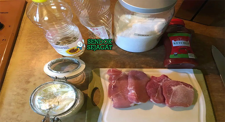 Bahan tang cu li ji iga babi cuka chinkiang ketchup gula jahe bawang putih cabe nasi