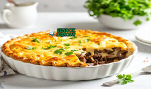 Beef Cheek Pie puff pastry golden flaky filling daging sapi rebus gravy jamur bawang mashed potato peas