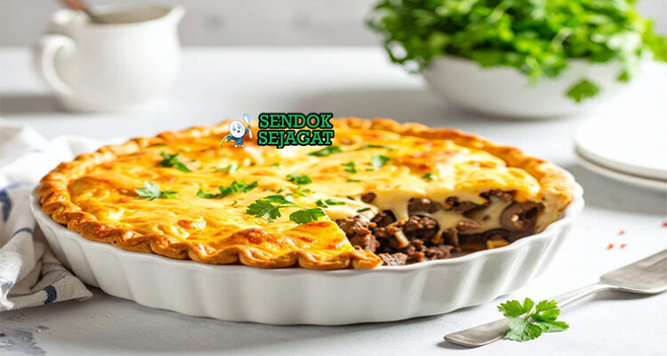 Beef Cheek Pie puff pastry golden flaky filling daging sapi rebus gravy jamur bawang mashed potato peas