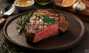 Bistecca alla Fiorentina steak T-bone Chianina charred renyah medium rare garam lada lemon piring Firenze Italia