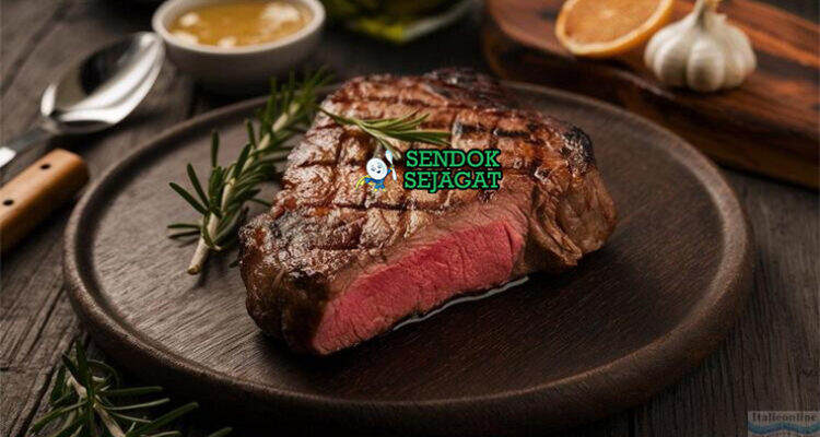 Bistecca alla Fiorentina steak T-bone Chianina charred renyah medium rare garam lada lemon piring Firenze Italia