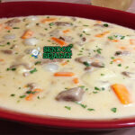 Blanquette de Veau kuah krim putih velvet veal empuk pearl onion mushroom carrot mashed potato baguette