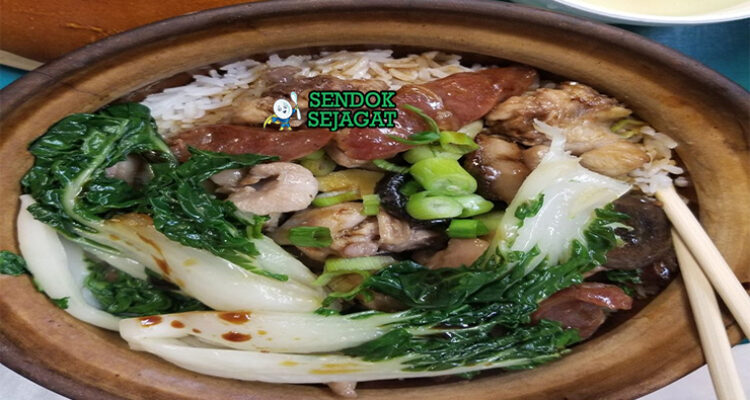 Claypot Rice nasi kerak renyah lap cheong sausage shiitake saus kecap telur setengah matang Hong Kong