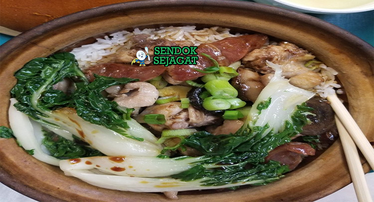 Claypot Rice nasi kerak renyah lap cheong sausage shiitake saus kecap telur setengah matang Hong Kong