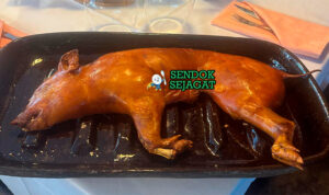 Cochinillo Asado Khas Segovia – Babi Guling Bayi Kulit Renyah Cochinillo Asado khas Segovia, babi bayi panggang kulit renyah garing daging empuk lumer, disajikan panas dengan kentang panggang salad anggur Ribera del Duero