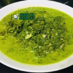 Daun Singkong Tumbuk kuah santan kuning daun tumbuk lembut ikan mas goreng andaliman nasi sambal