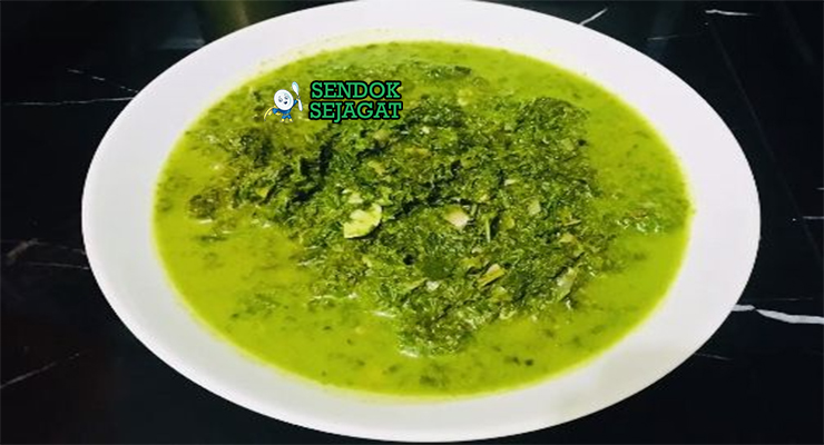 Daun Singkong Tumbuk kuah santan kuning daun tumbuk lembut ikan mas goreng andaliman nasi sambal