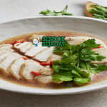 Drunken Chicken ayam iris tipis kuah Shaoxing wine wolfberry jahe daun bawang cucumber sesame oil