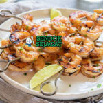 Garlic Prawns Skewers udang king prawn tusuk bawang putih lemon butter panggang renyah BBQ piring