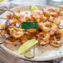 Garlic Prawns Skewers udang king prawn tusuk bawang putih lemon butter panggang renyah BBQ piring