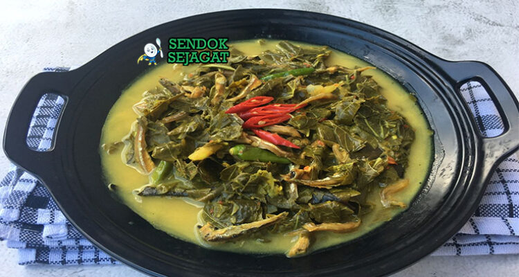 Gulai Pakis kuah santan kuning pucuk pakis hijau renyah cabe hijau utuh nasi rendang sambal kerupuk