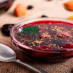 Mazamorra Morada pudding ungu maiz morado cinnamon arroz con leche mangkuk Peru