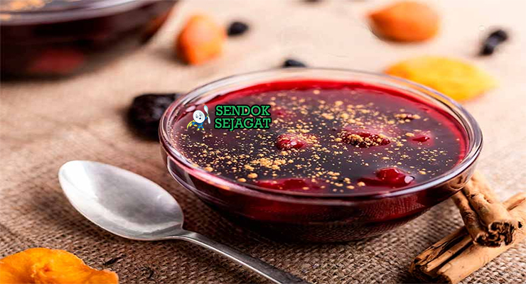 Mazamorra Morada pudding ungu maiz morado cinnamon arroz con leche mangkuk Peru