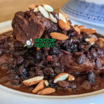 Mrouzia tagine domba kuah karamel madu almond kismis saffron khobz couscous harissa