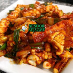 Ojingeo Bokkeum tumis cumi pedas gochujang bawang bombay wortel zucchini cabai hijau nasi kimchi