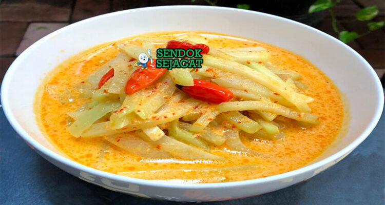 Sambal Goreng Labu Siam kuah santan kuning labu siam iris cabe merah nasi telur dadar tempe kerupuk lalapan