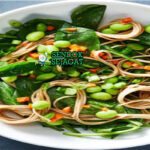 Soba Salad mie soba dingin timun wortel paprika edamame nori wijen saus tsuyu mangkuk Jepang