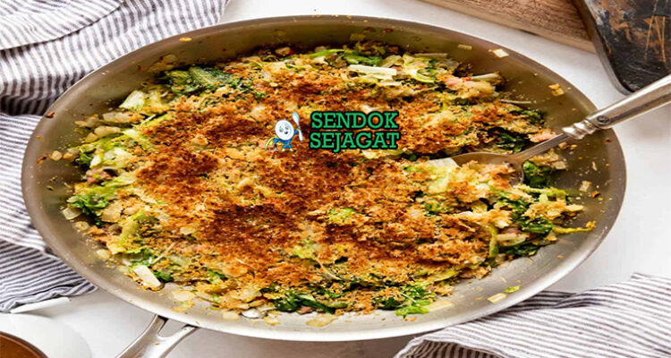 Utica Greens escarole hijau tumis bacon pepperoncini breadcrumbs cheese gratin golden chicken riggies