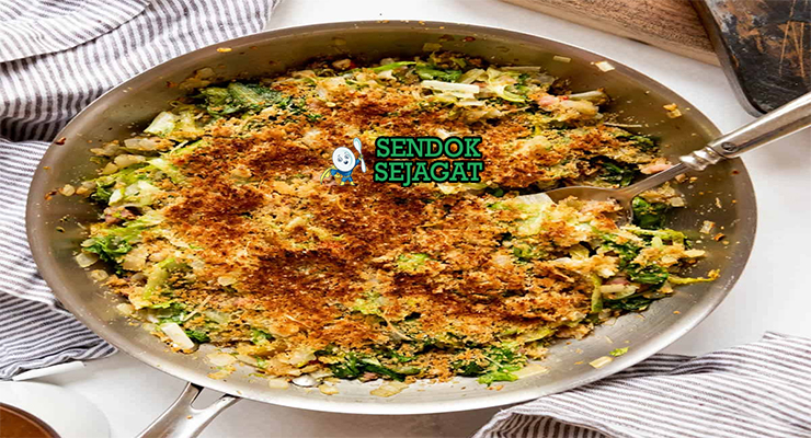 Utica Greens escarole hijau tumis bacon pepperoncini breadcrumbs cheese gratin golden chicken riggies