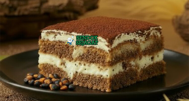 Wattleseed Tiramisu lapisan ladyfinger mascarpone wattleseed roasted cokelat parut wijen tabur piring Australia