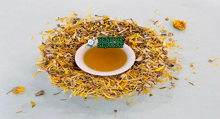 Billy tea khas Australia siap saji: teh hitam pekat dalam billy can besi di atas api unggun kayu, uap mengepul, disajikan dengan damper roti panggang dan biskuit kering, terlihat hangat autentik bushman