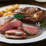 Irisan lamb rump Australia medium-rare dengan crust renyah, lemak meleleh, tampak juicy dan menggugah selera