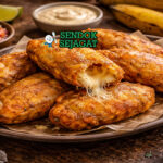 Aborrajados khas Kolombia dengan pisang goreng kriuk, isi keju meleleh, tampak gurih menggugah selera