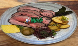 Grilled Wallaby Fillet khas Australia dengan irisan daging empuk kecokelatan, tampak gurih juicy menggugah selera