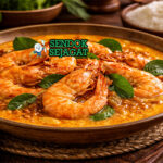 Kari Udang khas Aceh dengan udang segar empuk, kuah santan kental kuning, tampak gurih hangat menggugah selera