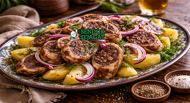 Kazy khas Kazakhstan dengan sosis daging kuda iris tipis empuk, tampak gurih hangat menggugah selera