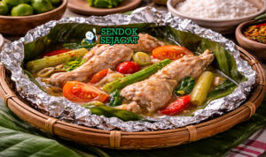 Hidangan garang asem ayam Jawa Tengah autentik dengan potongan ayam empuk, kuah santan bening asam segar, irisan belimbing wuluh dan cabe rawit di mangkuk tanah liat yang menggugah selera